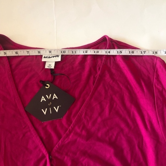 Ava & Viv Woman’s Modal Blend Wrap V-Neck Long Sleeves Shirt Plus Size 4X - Picture 9 of 12